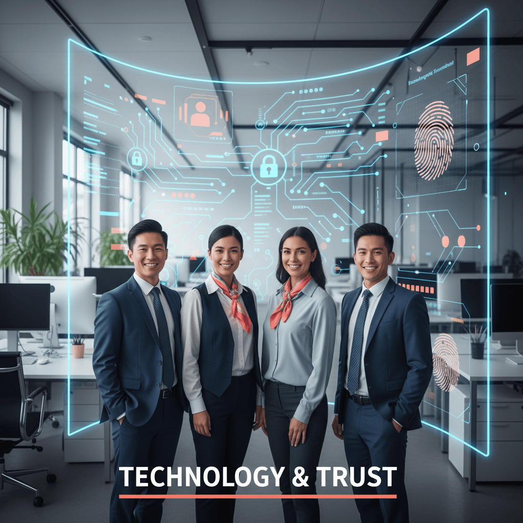 Comparison of digital verification interface and field agent conducting in-person background check